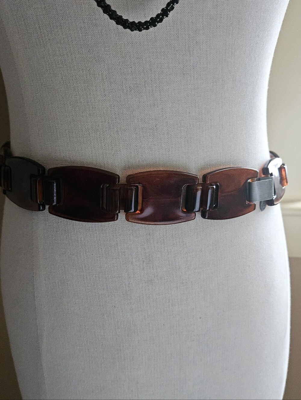 Vintage Ritz Belt Made in Italy Tortoiseshell Chain 70s Lucite Belt Sz 30"